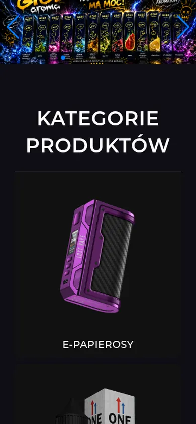 E-Tabak — widok strony na telefonie