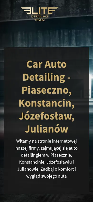 Elite Detailing Team — widok strony na telefonie