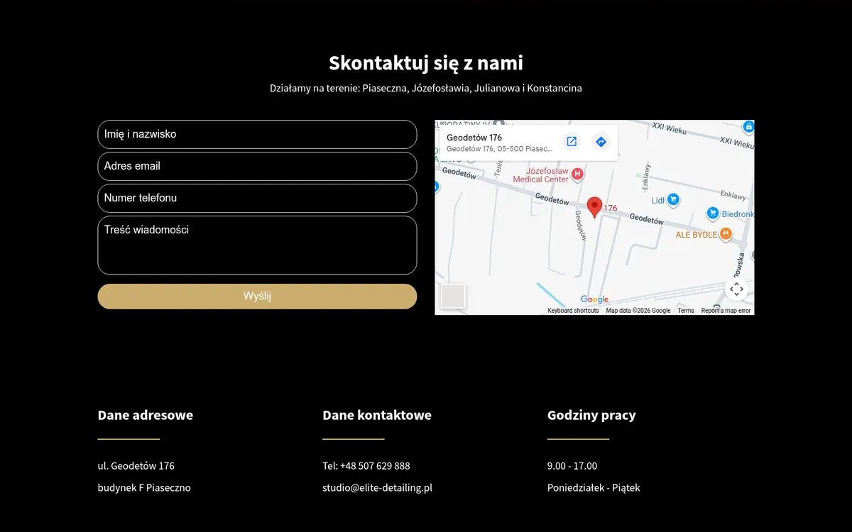 Elite Detailing Team — widok strony na komputerze (2)