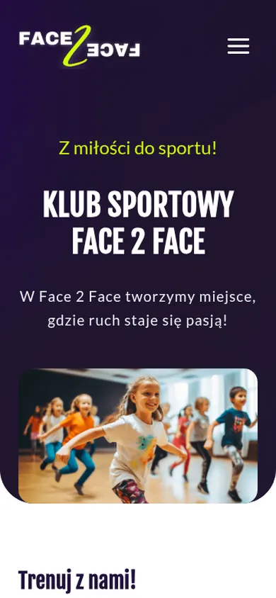 Klub Sportowy Face 2 Face — widok strony na telefonie