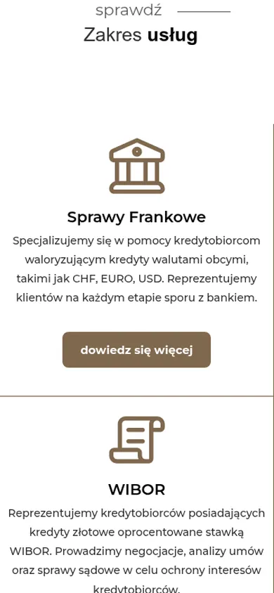 Kancelaria Radcy Prawnego Małgorzata Wilczek — widok strony na telefonie