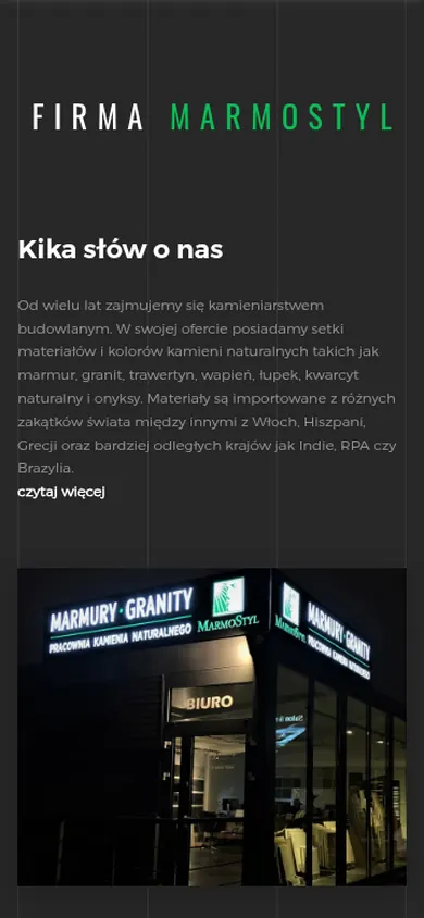 Marmostyl — widok strony na telefonie