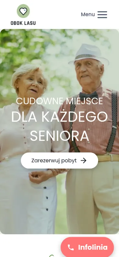 Dom Opieki Obok Lasu — widok strony na telefonie