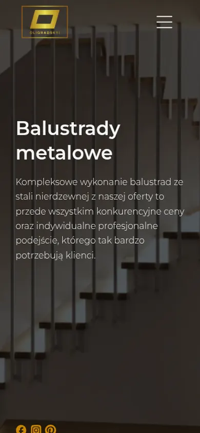 Oligradskyi — widok strony na telefonie