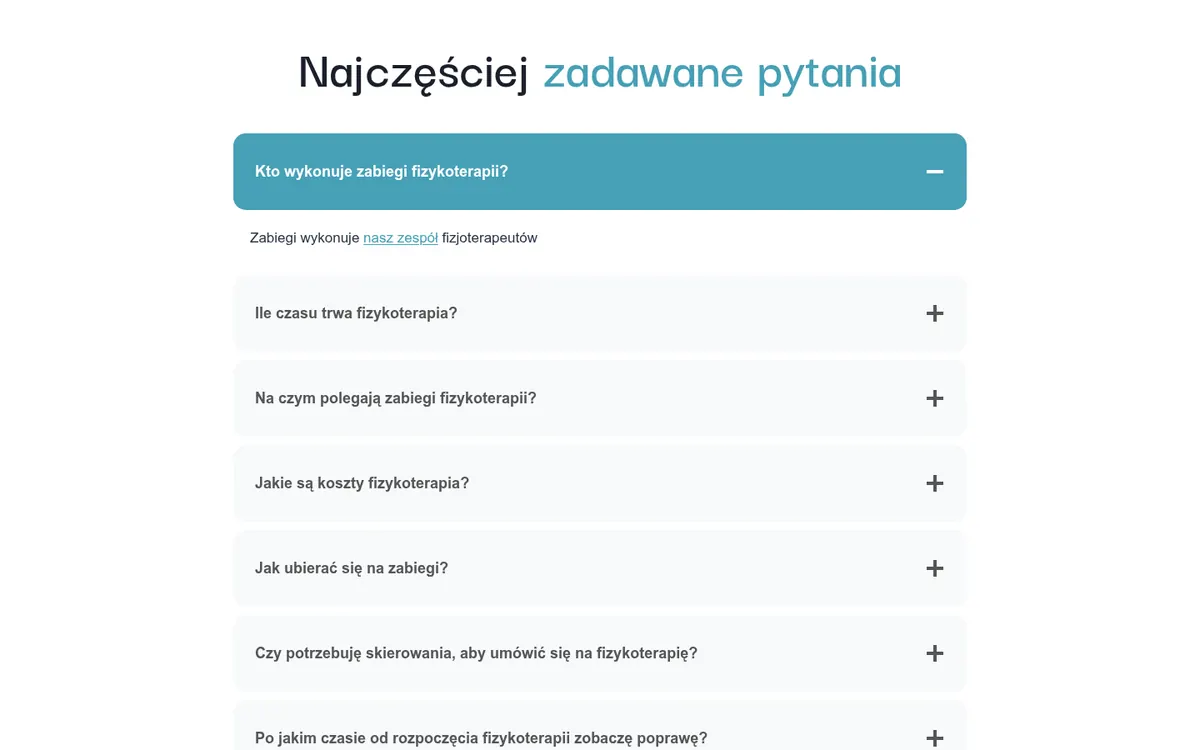 Pure Rehab — widok strony na komputerze (2)