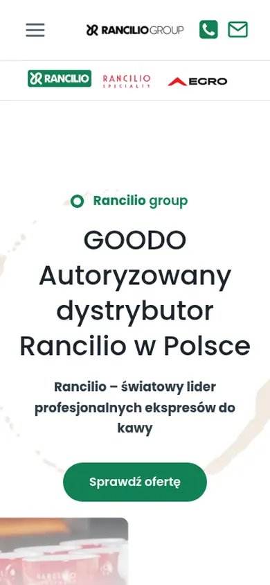 GOODO – Rancilio Ekspresy — widok strony na telefonie