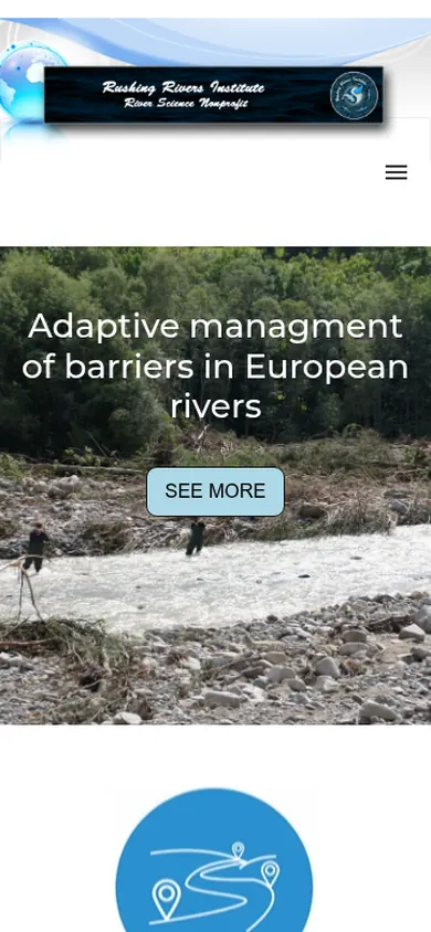 Rushing Rivers Institute — widok strony na telefonie
