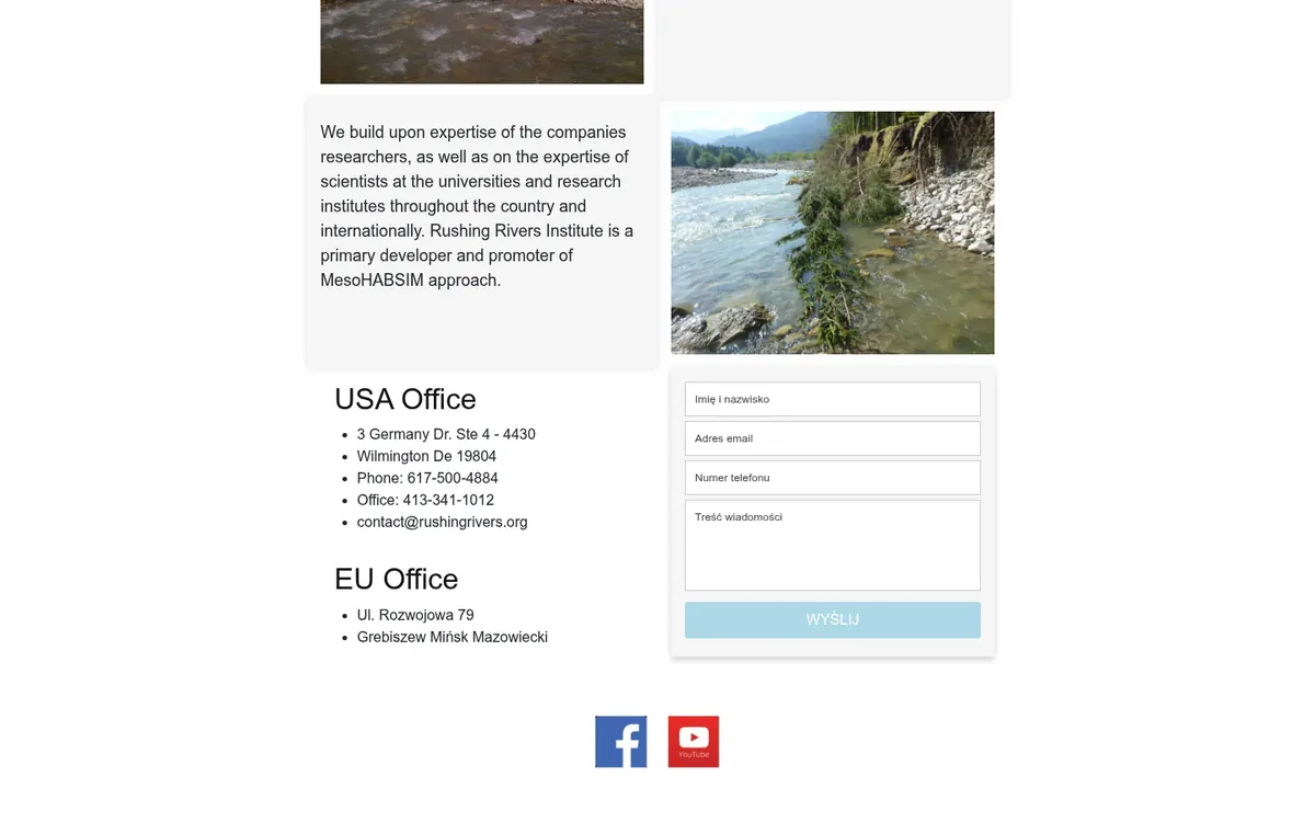 Rushing Rivers Institute — widok strony na komputerze (2)