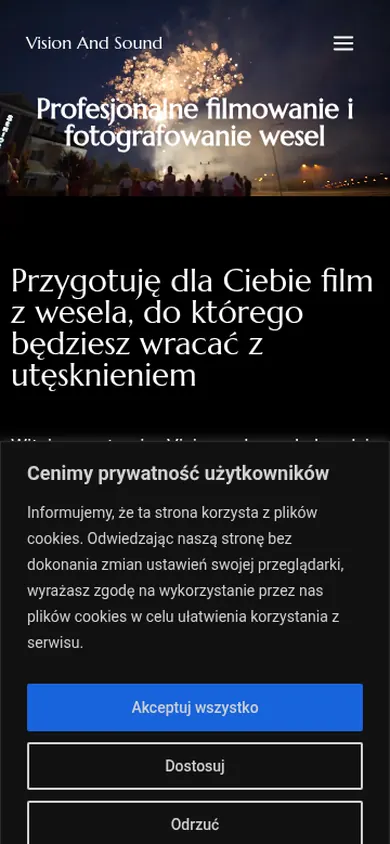 Vision And Sound — widok strony na telefonie